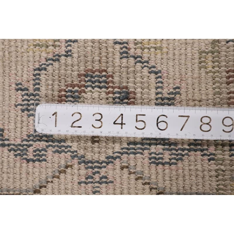 Geometric Heriz Serapi Indian Area Rug Handmade Blue Wool Carpet - 8'11" x 11'10"