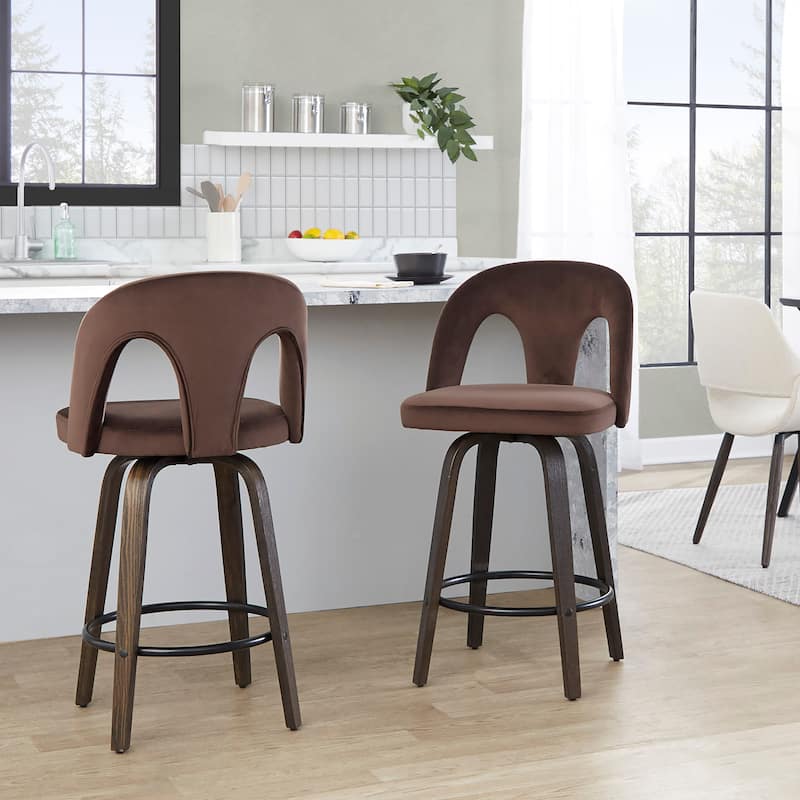Ava Upholstered 26" Fixed-Height Counter Stool - Set of 2