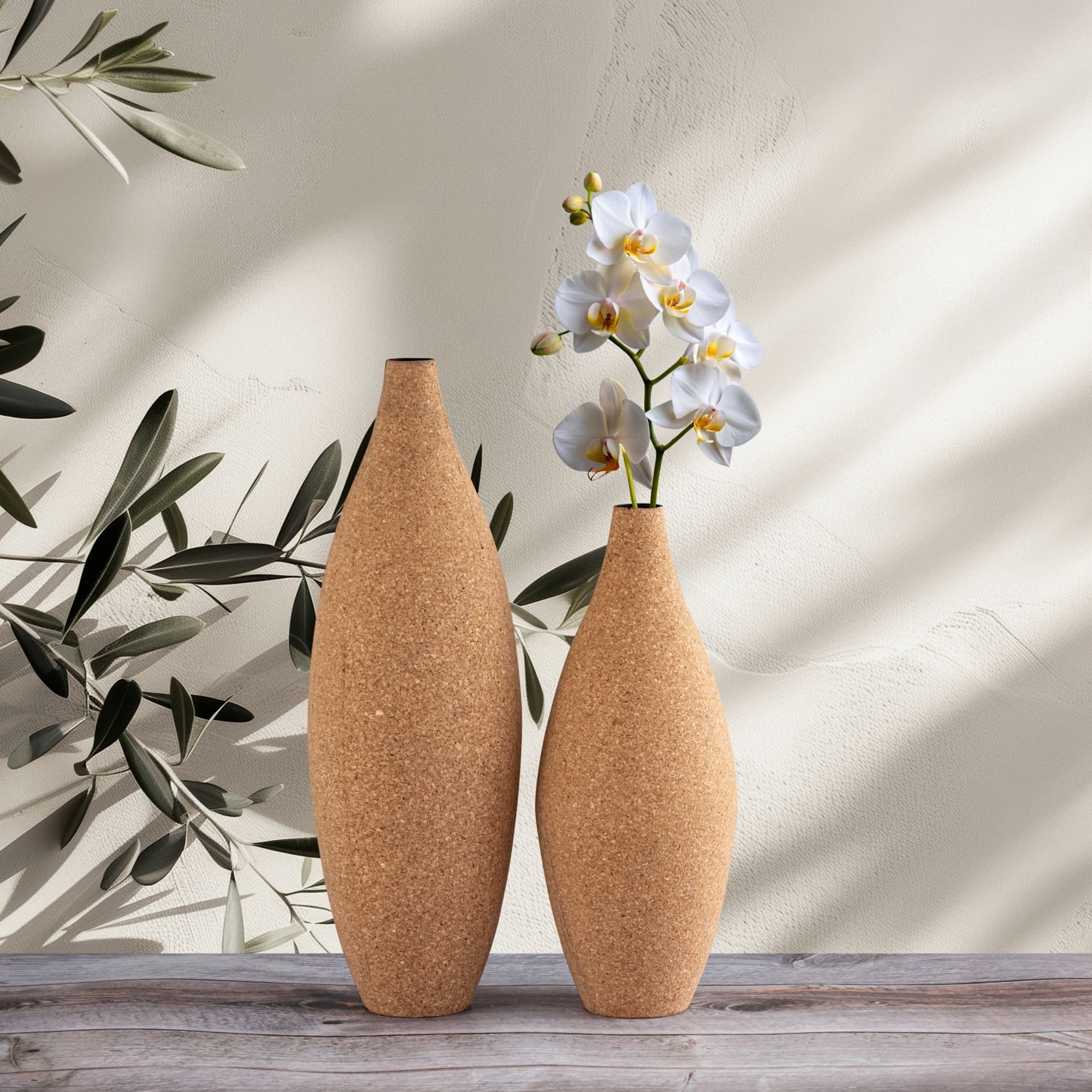 Small Bottle Shaped Cork Wrapped Flower Vase - 14.25