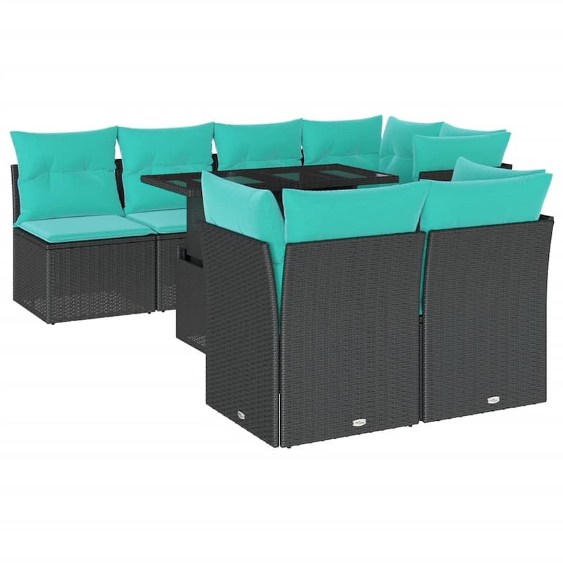 vidaXL Patio Sofa Set with Cushions Modular Outdoor Seating 8 Piece Poly Rattan - 24.41 x 24.41 x 27.17
