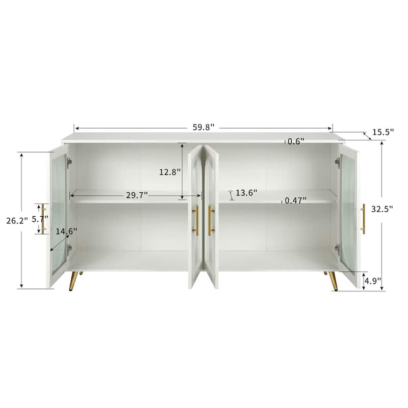 Wood Buffets Storage Cabinet with Adjustable Shelves