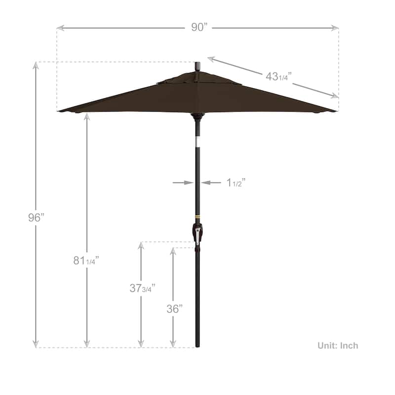 California Umbrella 7.5' Round Crank Lift Push Button Tilt Bronze Aluminum Patio Umbrella with Sunbrella Cilantro Fabric