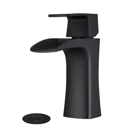 Waterfall Single Handle Bathroom Sink Faucet with Drain Assembly