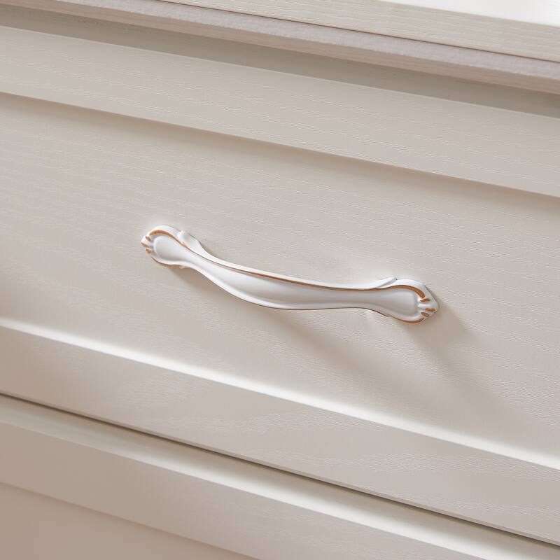Modern Drawer Dresser Clothes Organizer with 6 Drawers Metal Handle Anti-Tip Device, for Living Room Bedroom Hallway, White
