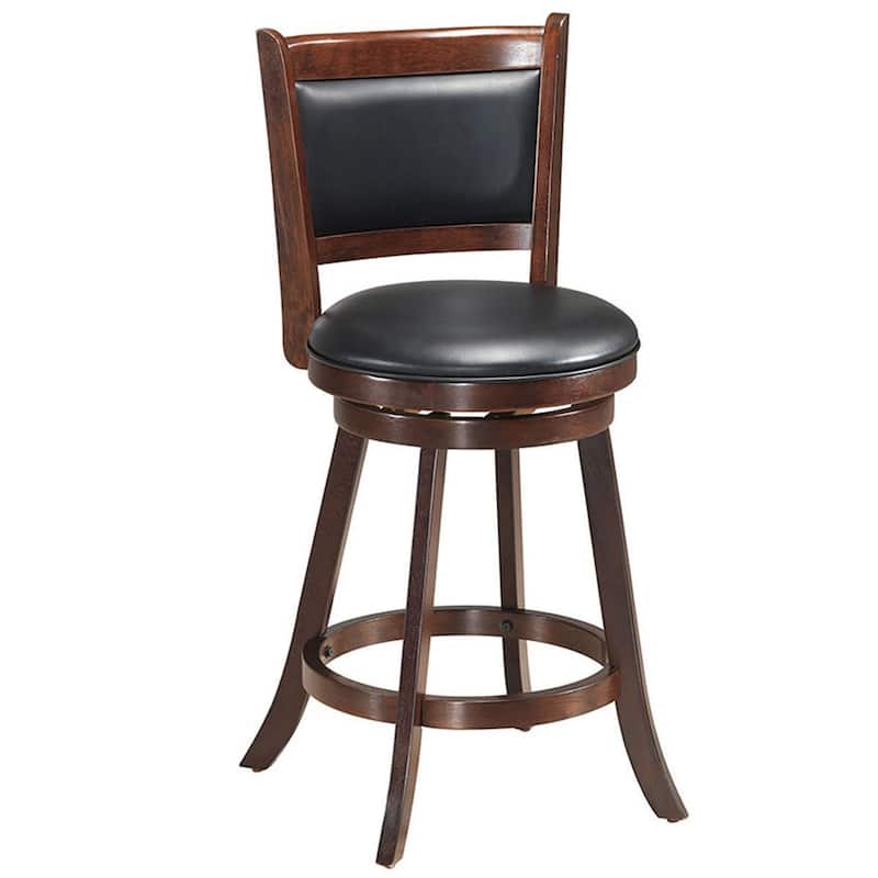 Set of 2 24" Swivel Counter Upholstered Seat Wooden Dining Chairs - 17.5'' x 19'' x 38'' (W x D x H)