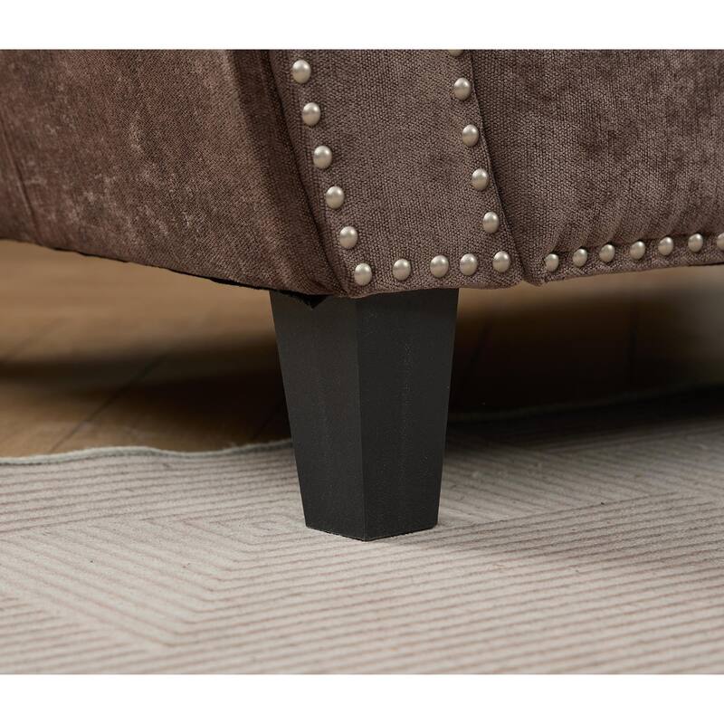 109.5" Chenille 6-Seater L-Shaped Sofa with Rolled Armrests
