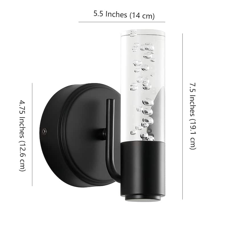 Alain Minimalist Modern Bubble Acrylic/Iron Integrated LED Vanity Light, by JONATHAN Y