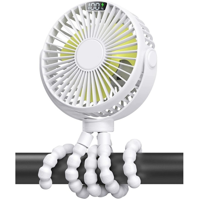 Portable Stroller Fan, LED Display 6000mAh Battery Operated Mini Clip Fan