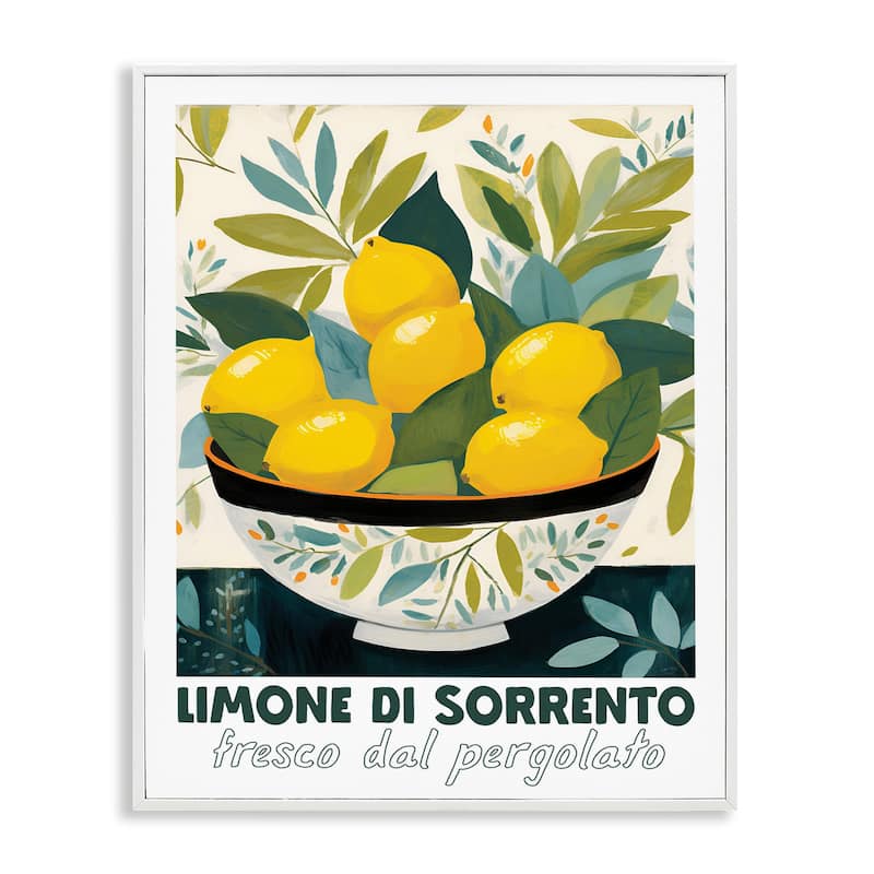 Stupell Charming Bowl of Lemons Framed Giclee Art Design By Lux + Me Designs - 11 x 14 - White