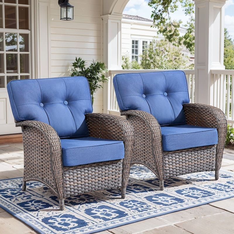 Gymojoy Wide T-Shaped High Back Outdoor Chairs Set with 5-inch Cushion for Patio & Balcony