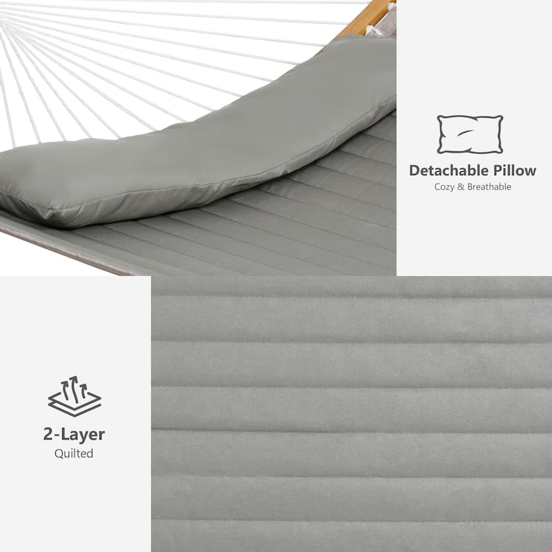 2-person Outdoor Hammock with Stand & Pillow