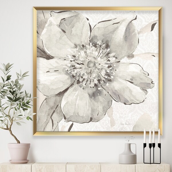 Designart 'Indigold Grey Peonies III' Farmhouse Framed Art Print. Opens flyout.