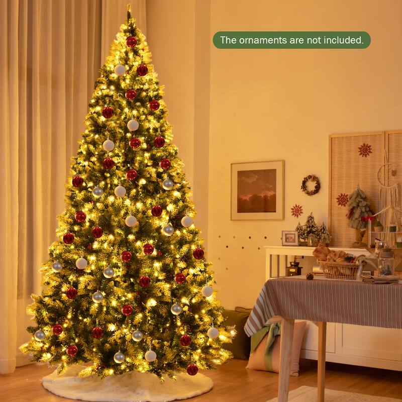 Gymax 6/7.5/9 FT Pre-lit Snow Sprayed Christmas Tree Artificial Xmas - See details