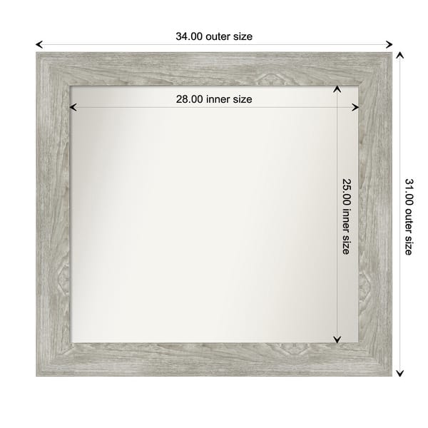 dimension image slide 107 of 113, Dove Greywash Framed Non-Beveled Custom Wall Mirror, Bathroom Vanity Mirror