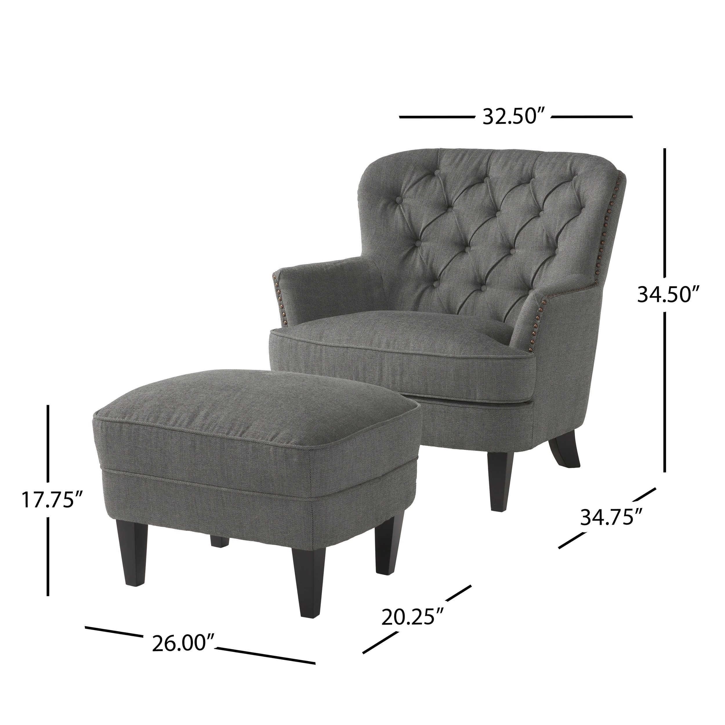 Tafton tufted club chair with outlet ottoman by christopher knight home