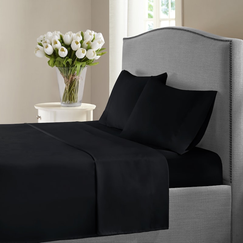 1000 Thread Count Cotton-rich Deep Pocket Sheet Set - Black - Twin