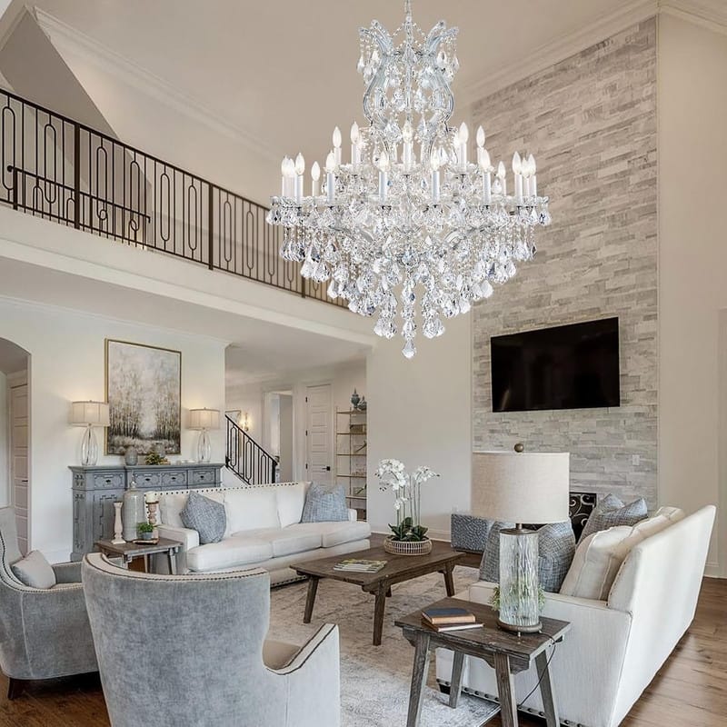 KAYLA Large Crystal Chandelier-24-Light Chandelier Light Fixture Modern Maria Theresa Crystal Chandeliers