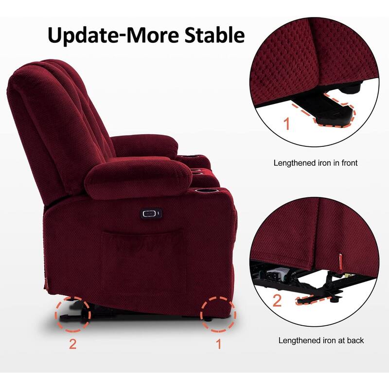 MCombo Electric Power Reclining Sofa with Massage and Lumbar Heat, Fabric 6015/6025/6035/6045