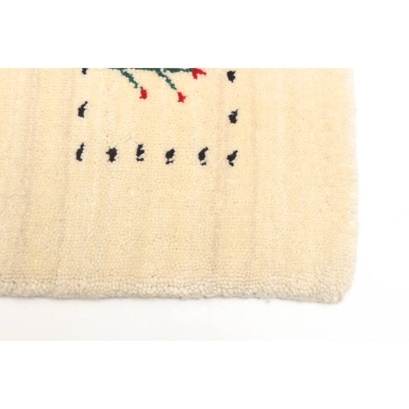 ECARPETGALLERY Hand Loomed Kashkuli Gabbeh Cream Wool Rug - 3'1 x 4'9