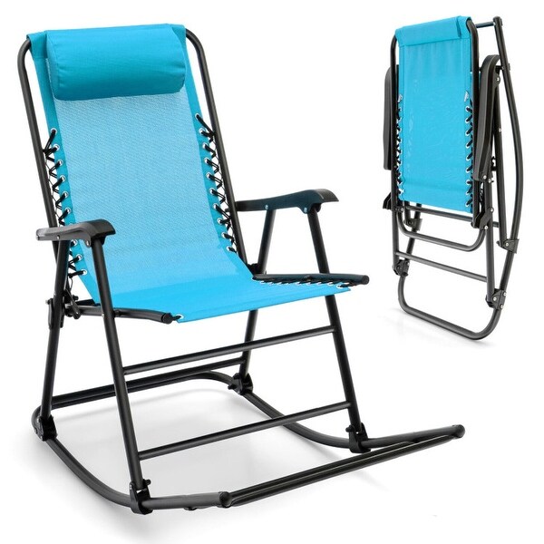 Outdoor Patio Camping Lightweight Folding Rocking Chair with