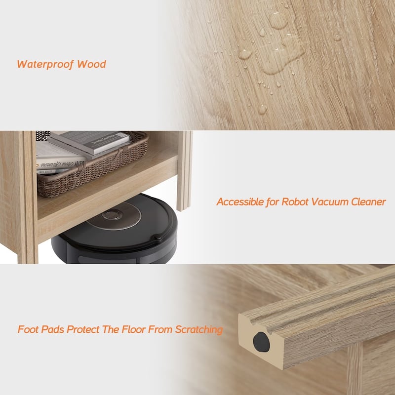 Classic End Table Nightstand, Side Table with Storage Shelf (Set of 2)