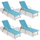 preview thumbnail 38 of 72, Outdoor Patio Lounger Aluminum Adjustable Chaise Lounge Chairs with Arms (Set of 2/4) - See Picture Blue, 4PCS