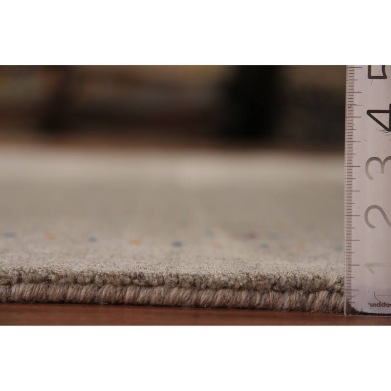 Gabbeh Oriental Area Rug Hand-Knotted Beige Tribal Wool Carpet - 5'7" x 7'10"