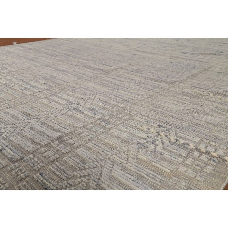 Grey Modern / Moroccan Area Rug Handmade Wool Carpet - 8'8"x 12'5"