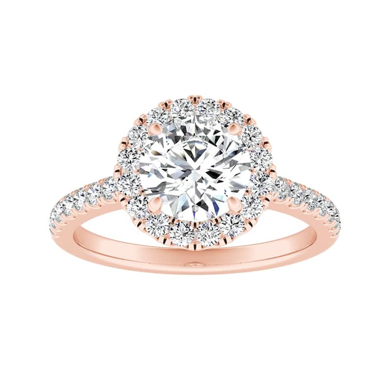 Auriya 14k Gold 3ct Moissanite Halo Diamond Engagement Ring 3/8ctw - Rose - 9