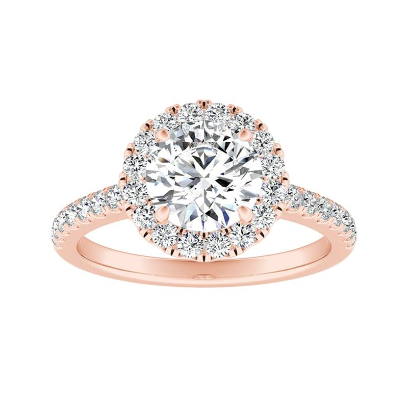 Auriya 14k Gold 4ct Moissanite Halo Diamond Engagement Ring 3/8ctw