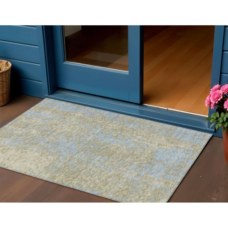 HomeRoots Abstract Transitional Rectangle Outdoor Rug - 3' x 5'