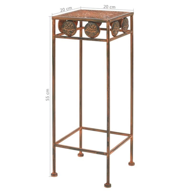 vidaXL Plant Stand Rusty Metal Set of 3 sizes: Large, Medium, Small - 11.0 x 11.0 x 28.0 in.