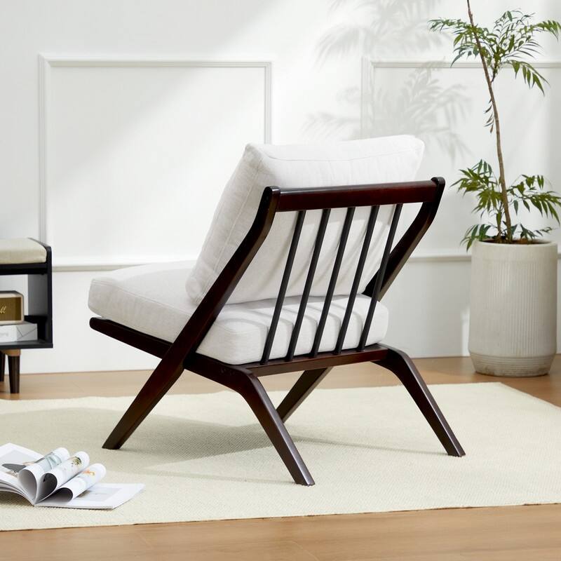 Modern Minimalist Solid Wood Lounge Chair - off-white