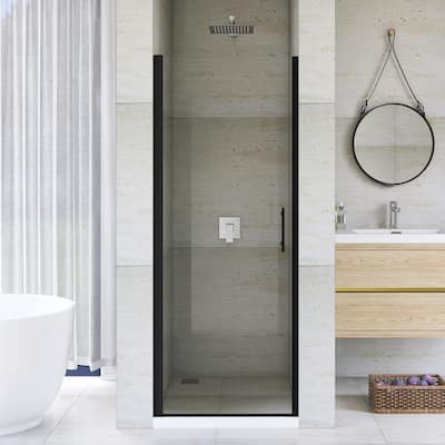 Pivot Semi-Frameless Shower Door in Matte Black Finish