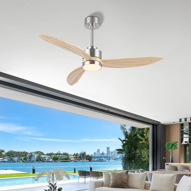 WINGBO 64-inch 3-Blades Indoor Celiing Fan with LED Light, White