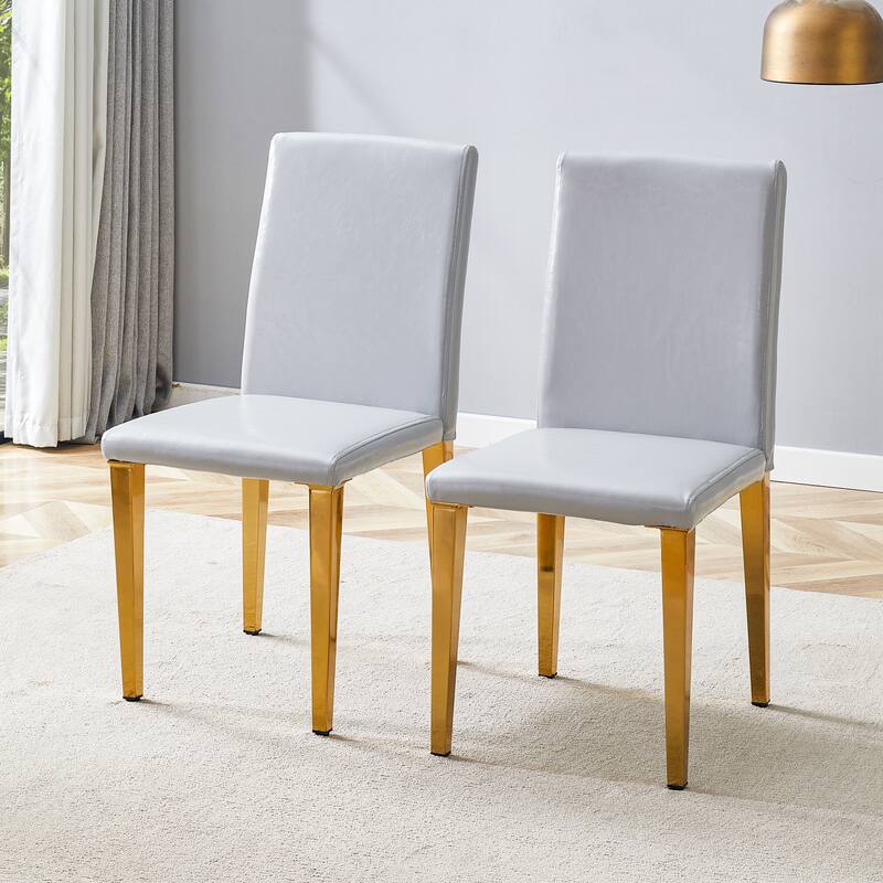 2 Light Gray PU dining chairs, simple and versatile, comfortable and accompanied. Exquisite and versatile dining chairs