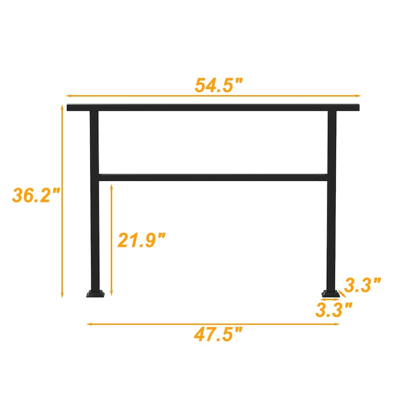 Wrought Iron Handrail 4-5Step Durable Stair Railing Indoor Outdoor Use