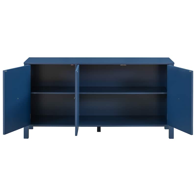 Modern American Design 3-Door Sideboard with Artistic Curved Swirl Doors, Adjustable Shelves, Perfect for Home Storage