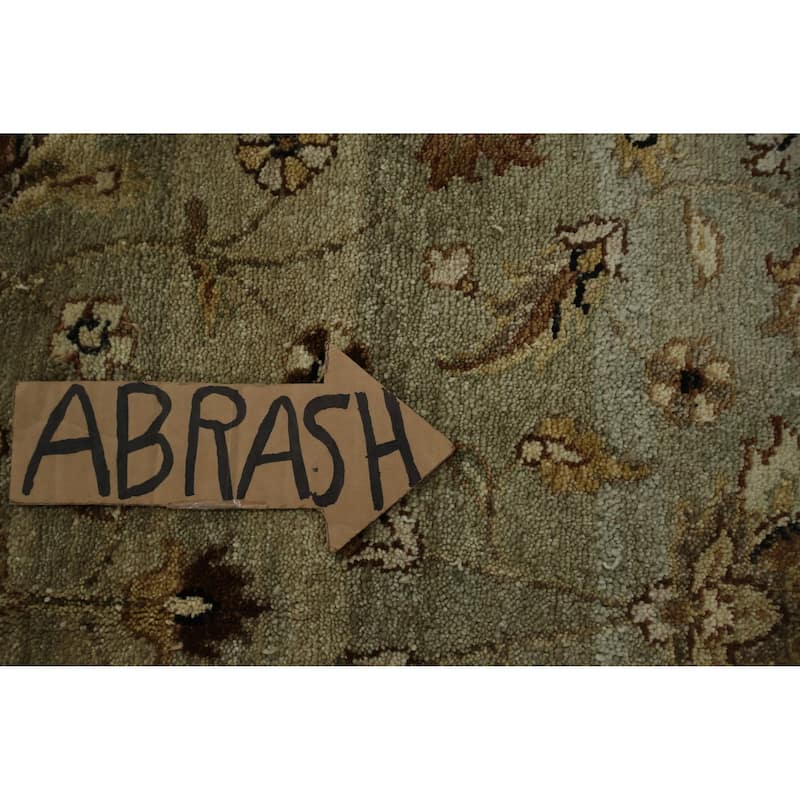 Hand Knotted Oriental 100% Wool Carpet Transitional Floral Green Oushak Area Rug - 8' 0'' X 5' 1''