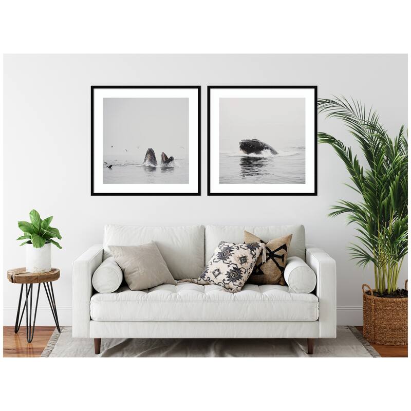 Kate and Laurel Humpback Whale 2 Piece Framed Wall Art Print Set by Laura Evans