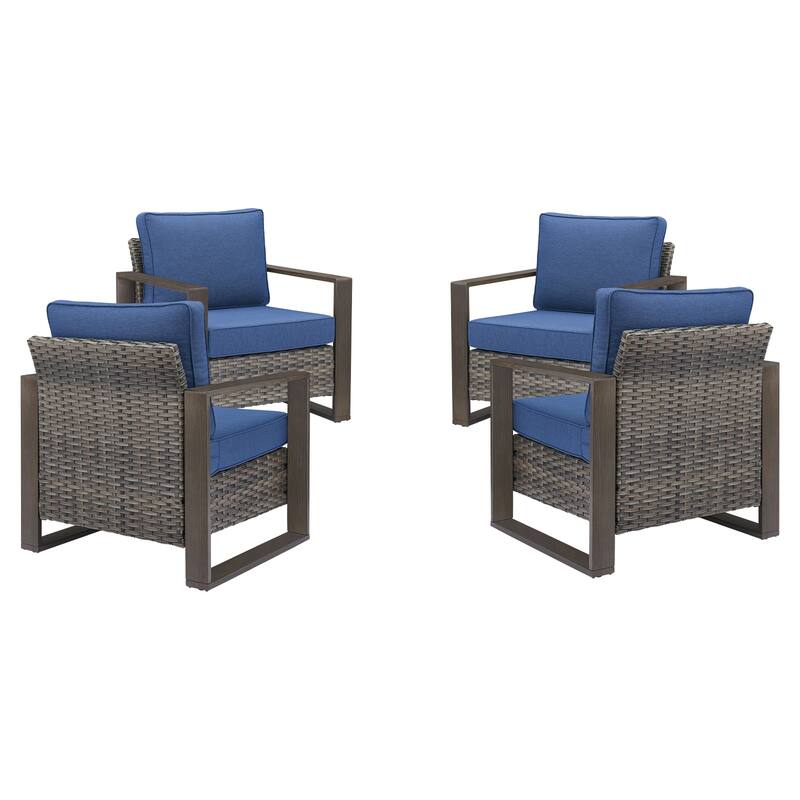 Pocassy 4 Pieces Outoor Patio Chairs Club Chair Set