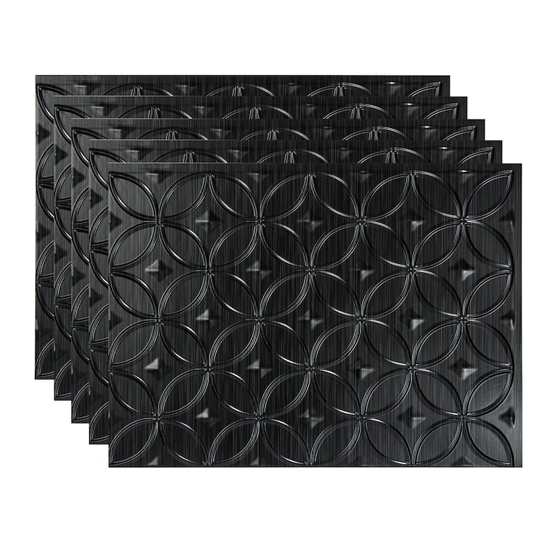 FASÄDE Rings Decorative Vinyl Backsplash Panel - 5 Pack - Brushed Onyx