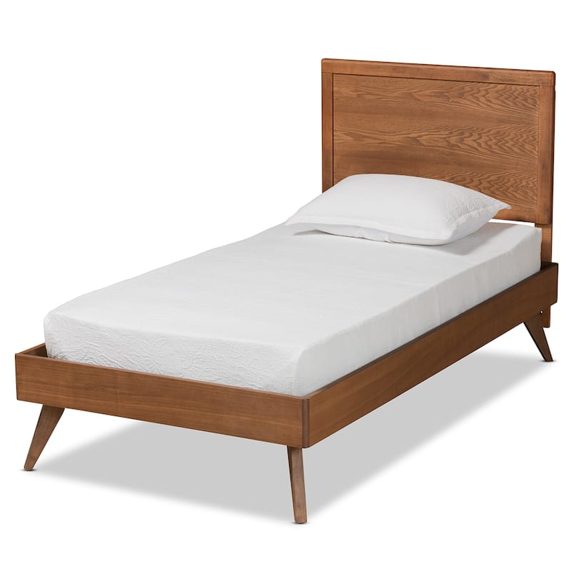 Jiro Mid-Century Modern Walnut Finished Wood Twin Size Platform Bed - Walnut