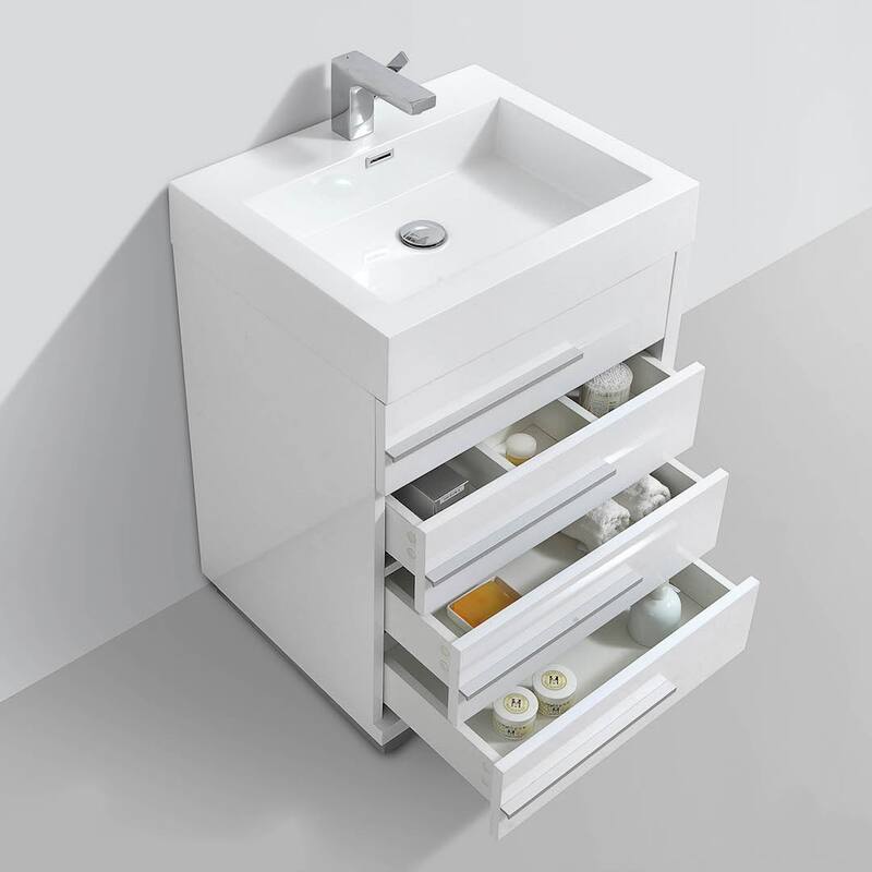 Blossom 24" All-Wood Vanity w/ Acrylic Sink & Mirror, Freestanding