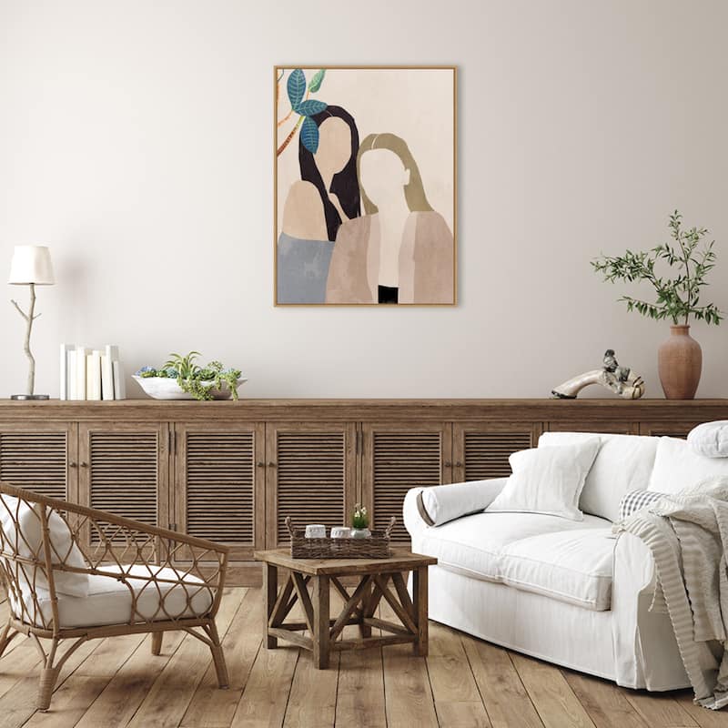 Amanti Art Leaves and Ladies I by Aimee Wilson Framed Canvas Wall Art Print - Sylvie Maple