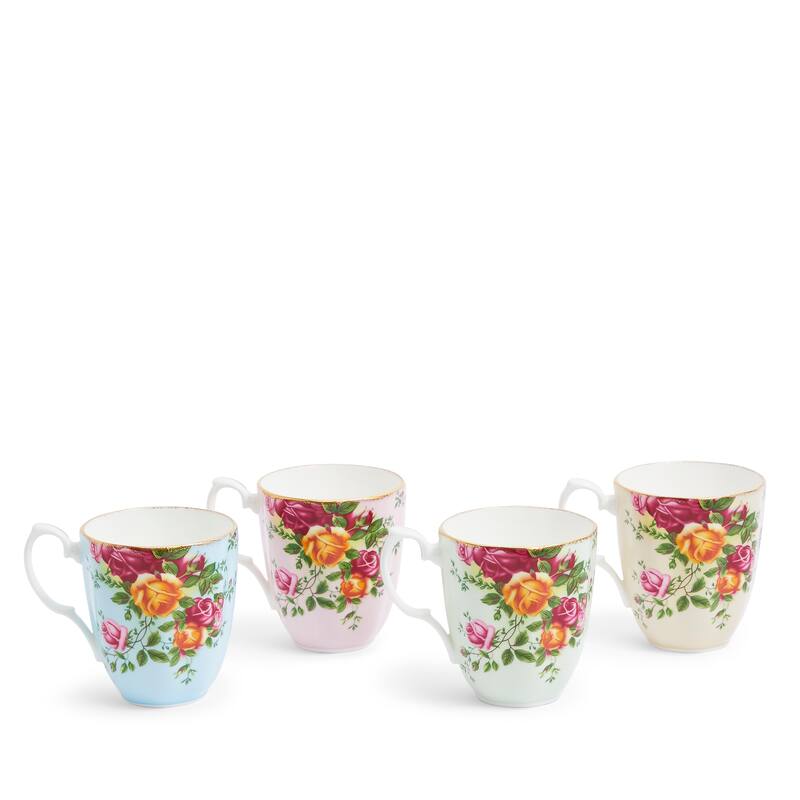Royal Albert Old Country Roses Mug 13.5floz, 4 Piece Set, Mixed Colours