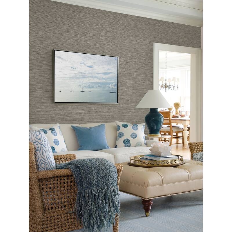 A-Street Prints Tiverton Charcoal Faux Grasscloth Wallpaper