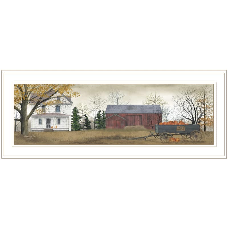 TrendyDecor4U Farmhouse "Pumpkins For Sale" Framed Print Wall Art by Billy Jacobs - Earthtone