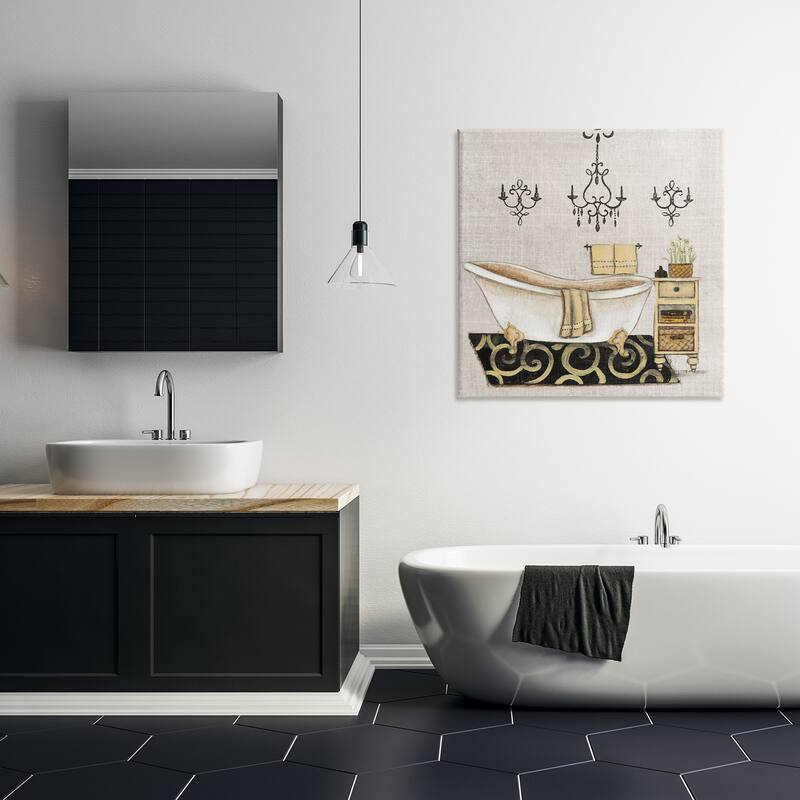 Stupell Vintage Luxurious Bathroom Tub Canvas Wall Art Design By Janet Tava