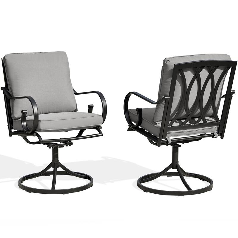 EROMMY Patio Swivel Chairs Set of 2, 360° Rocking Outdoor Dining Chairs with Cushions and Metal Frame